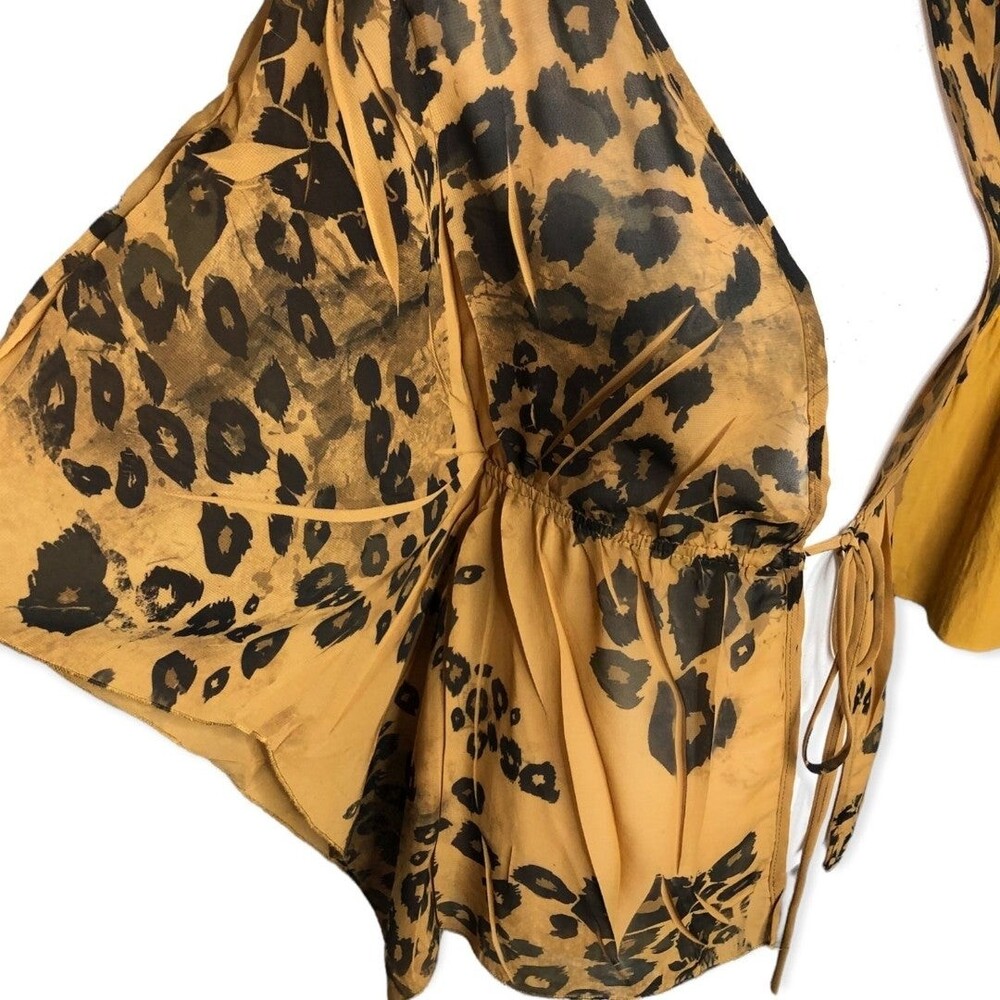 Pretty Good Leopard Print Sheer Open Front Tie Beach Coverup Top - L - Picture 2 of 6
